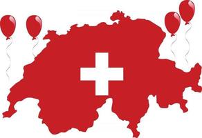 Svizzera mappa rossa e bandiera con croce bianca vettore