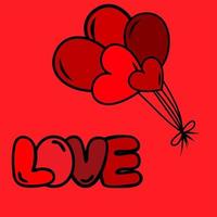 palloncini cuore rosso con testo rosso amore love vettore