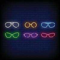 occhiali simbolo insegne al neon stile vettoriale
