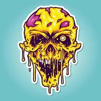illustrazioni horror di zombie con la testa gialla vettore