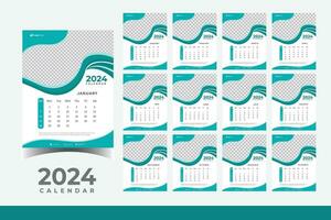 2024 calendario parete design modello, moderno e attività commerciale stile nuovo anno 2024 calendario design vettore