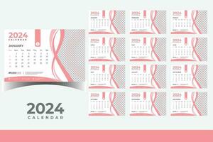2024 calendario tavolo design modello, moderno nuovo anno calendario design nel attività commerciale stile vettore