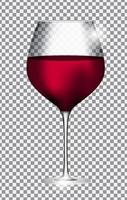 bicchiere pieno di vino rosso su sfondo trasparente illustrazione vettoriale