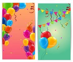 colore lucido buon compleanno palloncini banner sfondo illustrazione vettoriale