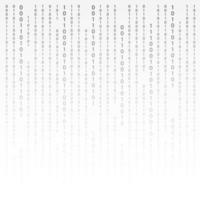 bianco e nero. codice binario algoritmo con cifre sullo sfondo, codifica, codice decrittografia dati, matrice. illustrazione vettoriale