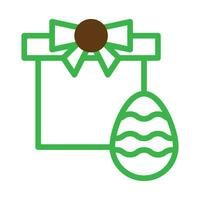 regalo uovo icona duotone verde Marrone colore Pasqua simbolo illustrazione. vettore