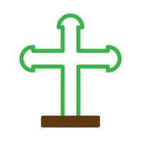 salib icona duotone verde Marrone colore Pasqua simbolo illustrazione. vettore