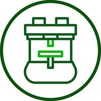zaino icona linea arrotondato verde colore militare simbolo Perfetto. vettore