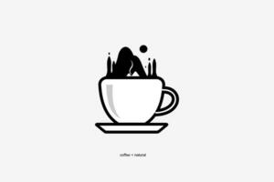un' nero e bianca logo per un' caffè tazza vettore