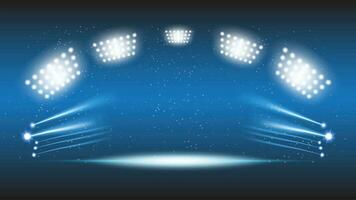 sfondo astratto tecnologico stadio stadio con luci sceniche di tecnologia futuristica rotonda interfaccia utente blu illuminazione vettoriale sfondo vuoto del riflettore del palcoscenico.