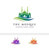 modello di progettazione dell'illustrazione di vettore di logo della siluetta dell'icona della moschea