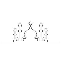 moschea linea arte vettoriale design minimalista. sfondo ornamento islamico.