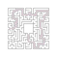 labirinto complesso astratto. tratto nero su sfondo bianco. un interessante gioco di puzzle per i bambini. illustrazione vettoriale. con il modo giusto. vettore