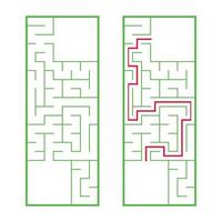 labirinto rettangolare, labirinto. un gioco interessante e utile per i bambini in età prescolare. un facile gioco di puzzle. semplice illustrazione vettoriale piatto isolato su sfondo bianco. con la decisione giusta.