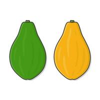 papaia frutta vettore icona illustrazione. verde e arancia papaia piatto icona