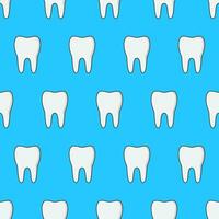 dente senza soluzione di continuità modello su un' blu sfondo. pulito denti tema vettore illustrazione