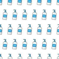 sapone liquido bottiglia senza soluzione di continuità modello su un' bianca sfondo. sapone tema vettore illustrazione