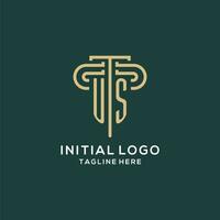 iniziale noi pilastro logo, elegante e lusso legge azienda logo vettore