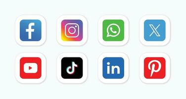 impostato di sociale media logo nel bianca sfondo. sociale media icona impostato collezione. vettore
