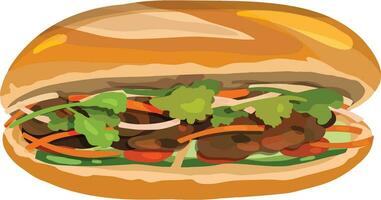 banh mi vietnamita Sandwich. superiore Visualizza vietnamita cibo illustrazione vettore. vettore