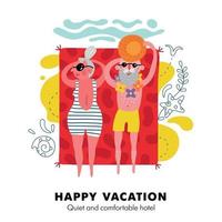 illustrazione vettoriale di poster di vacanza al mare per anziani