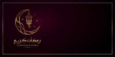 semplice vettore di calligrafia araba ramadan kareem, icona della linea di auguri eid mubarak design vettoriale minimale e semplice con lanterna incandescente moschea e stella di luna crescente appesa per sfondo e banner