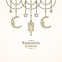 semplice vettore di calligrafia araba ramadan kareem, icona della linea di auguri eid mubarak design vettoriale minimale e semplice con lanterna incandescente moschea e stella di luna crescente appesa per sfondo e banner