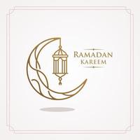 semplice vettore di calligrafia araba ramadan kareem, icona della linea di auguri eid mubarak design vettoriale minimale e semplice con lanterna incandescente moschea e stella di luna crescente appesa per sfondo e banner