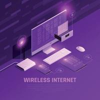 illustrazione vettoriale di composizione isometrica internet wireless