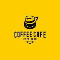 vettore logo di caffè fagioli su un' tazza di caffè, caffè bar logo