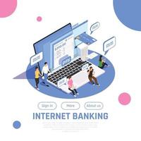 illustrazione vettoriale di progettazione isometrica di internet banking