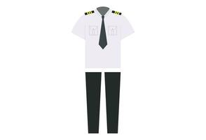 pilota uniforme, tipicamente consiste di un' Marina Militare blu o nero stile abito giacca con oro o argento strisce su il maniche, accoppiamento pantaloni, e un' bianca vestito camicia. il uniforme è progettato per creare un' vettore