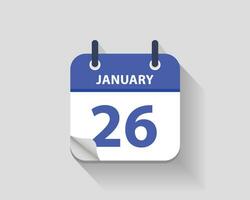 gennaio 26. vettore piatto quotidiano calendario icona. Data e volta, giorno, mese. anno. vettore illustrazione