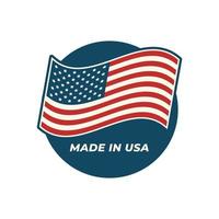 fabbricato negli Usa. composizione con bandiera americana per badge. vettore