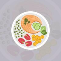 vettore illustrazioni di luminosa gustoso nutriente colazioni. piatto superiore Visualizza.