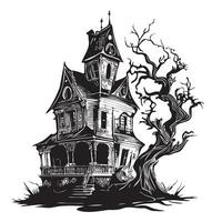 frequentato Casa mano disegnato schizzo vettore illustrazione Halloween cartone animato