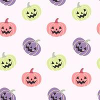 senza soluzione di continuità modello di Halloween jack-o -lanterna zucche su isolato sfondo. sfondo nel tradizionale colori per Halloween celebrazione, tessili, sfondi, involucro carta, scrapbooking. vettore