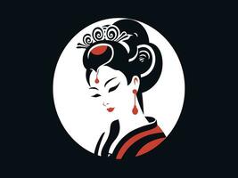 vettore illustrazione di un' giapponese donna nel un' tradizionale kimono, emblema o logo modello