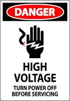 Pericolo cartello alto voltaggio - girare energia via prima manutenzione vettore