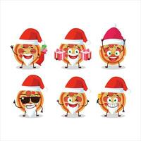 Santa Claus emoticon con Manzo Pizza cartone animato personaggio vettore