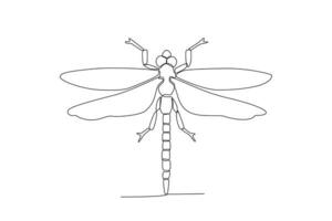 un' singolo continuo linea disegno di un libellula per il di fattoria logo identità. singolo linea disegno grafico design vettore illustrazione