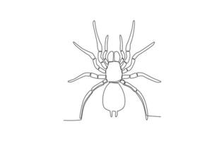 un' singolo continuo linea disegno di un ragno per il di fattoria logo identità. singolo linea disegno grafico design vettore illustrazione