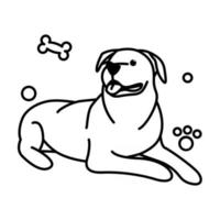 simpatico cartone animato illustrazione vettoriale icona di un grosso cane. è uno stile di contorno.