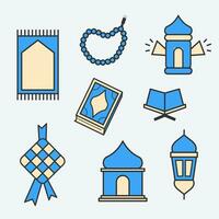 islamico icone colore stile vettore