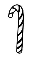 scarabocchio di menta piperita caramella canna. schema disegno di Natale lecca-lecca. mano disegnato vettore illustrazione. singolo clipart isolato su bianca.
