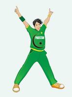 pakistano cricket giocatore indossare verde camicia vettore