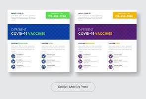set di modelli di banner post sui social media per l'educazione al vaccino covid-19 vettore