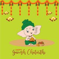 carino Ganesha illustrazione per ganesh Chaturthi Festival di India. festivo sfondo vettore
