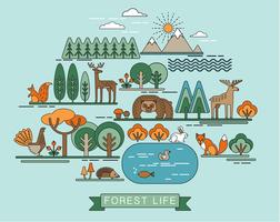 Illustrazione vettoriale della vita della foresta.