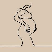 vettore disegno, il contorno di un' incinta donna, un' semplice stilizzato disegno su il tema di maternità, parto